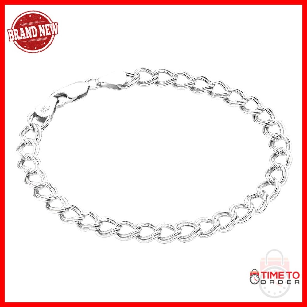 Sterling Silver Double Curb Link Bracelet, 7.5 Inch, Lobster Clasp